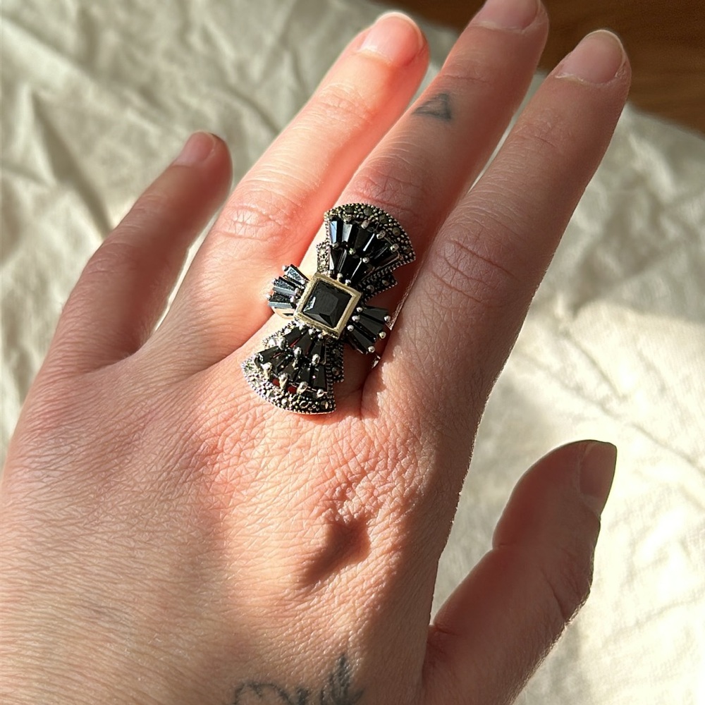 Black Spinel Ring Sz 8 - Picture 8 of 8